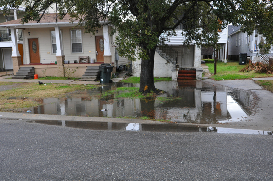 Typical everyday flooding in the Broadmoor neighborhood.